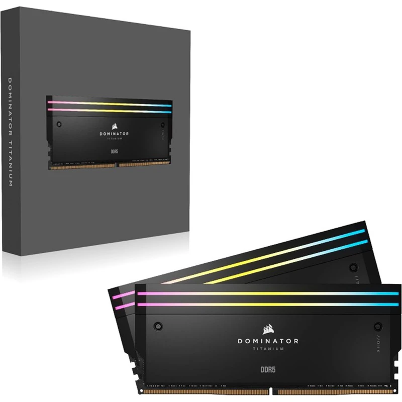 رم DDR5 کورسیر مدل DOMINATOR TITANIUM BLACK فرکانس 6600 مگاهرتز CL32 ظرفیت 96 گیگابایت (48GBx2)
